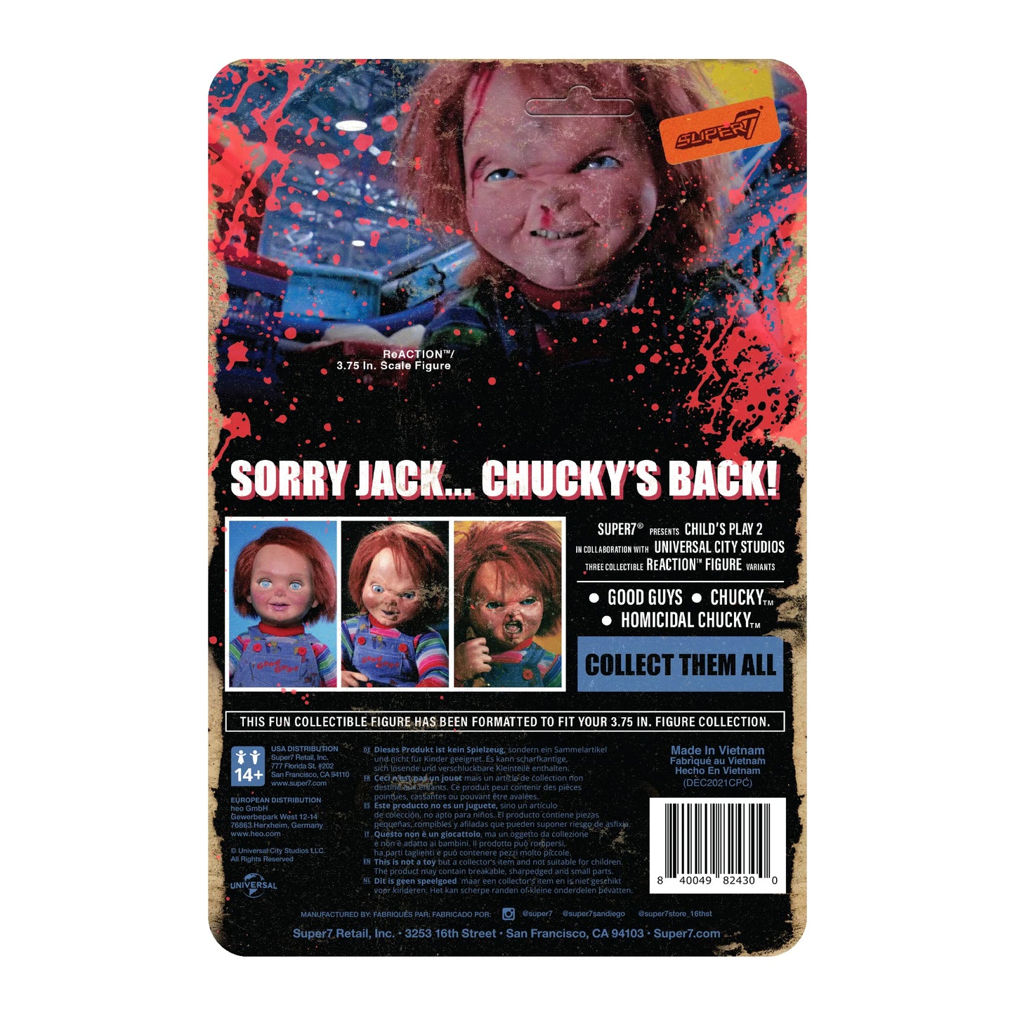 Super7 Child's Play ReAction Figure Homicidal Chucky (Blood Splatter)